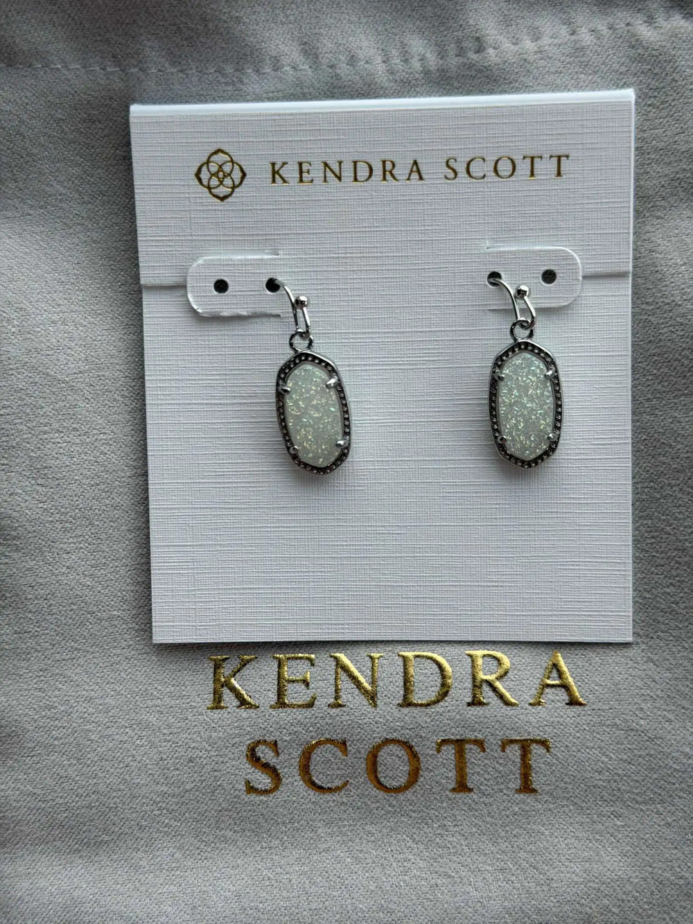 Kendra Scott White Crystal Cluster Teardrop Earrings